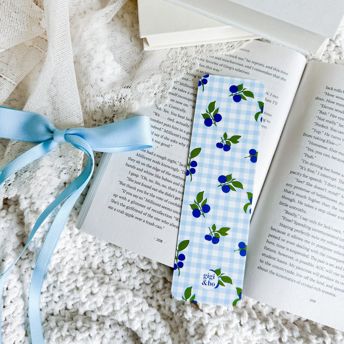 Blueberries & Gingham Bookmark