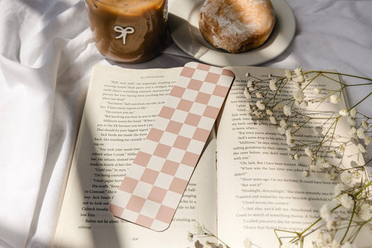Beige Checkered Bookmark