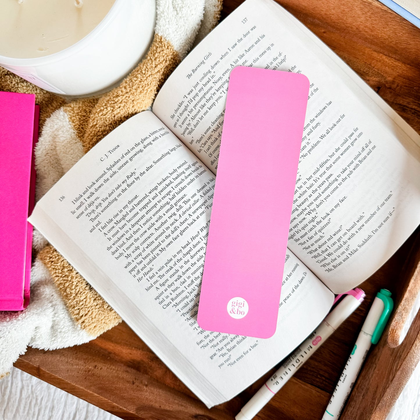 Summer Boho Checkered Flowers Bookmark