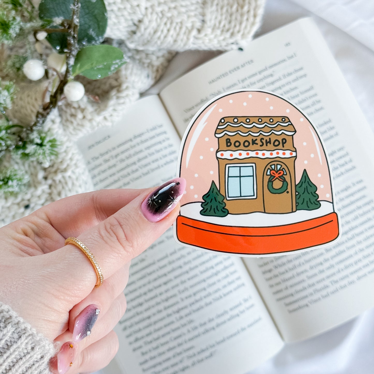 Bookshop Snow Globe Sticker