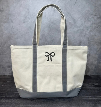 Bow Embroidered Tote Bag