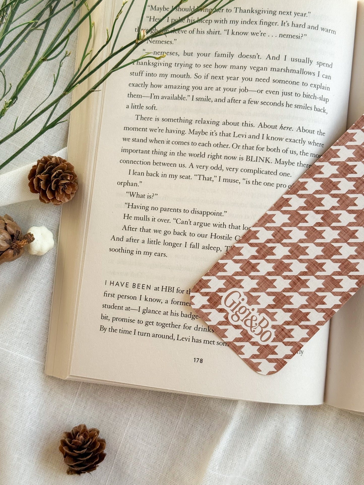 Chestnut Houndstooth Bookmark