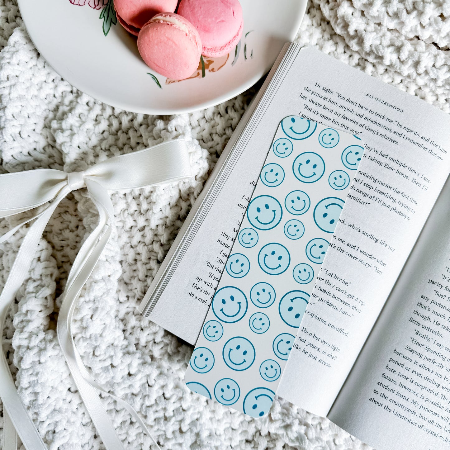 Blue Happy Faces Bookmark