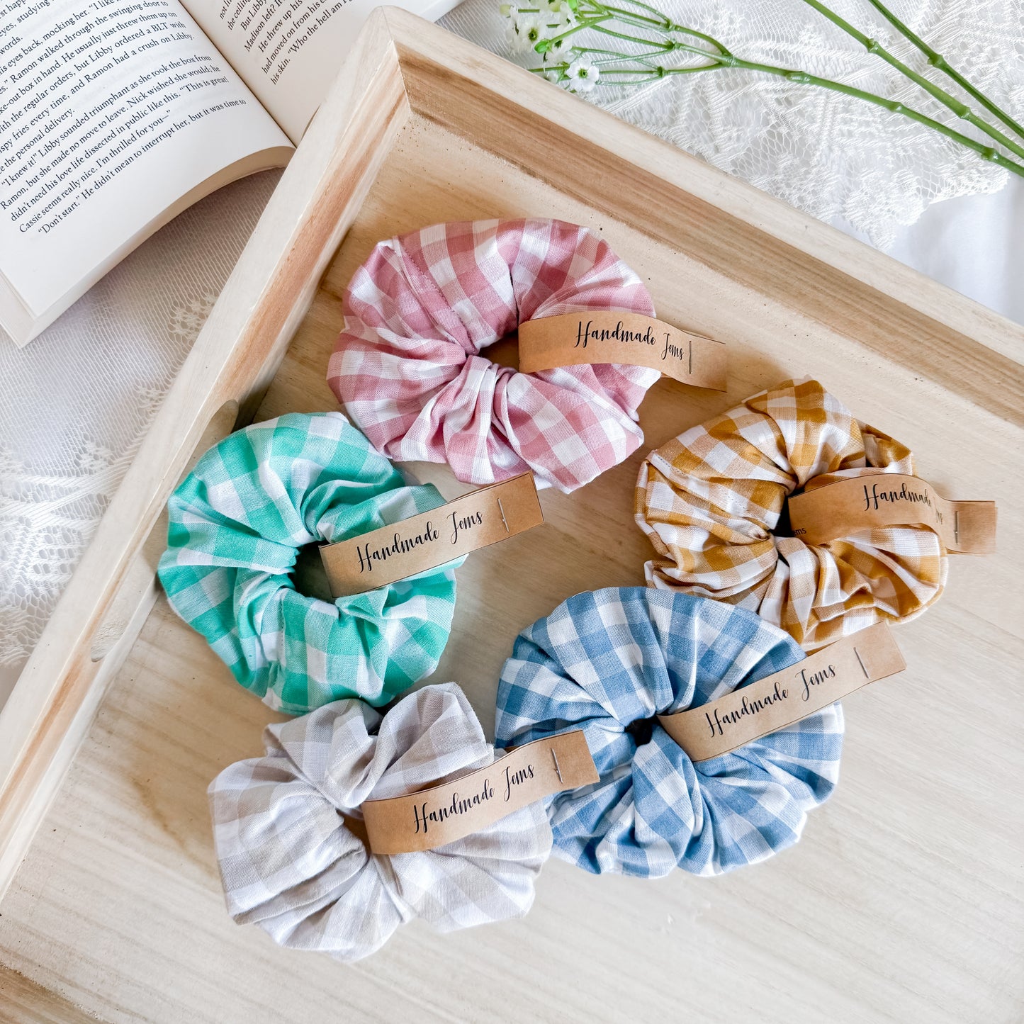 Gingham Hair Scrunchies